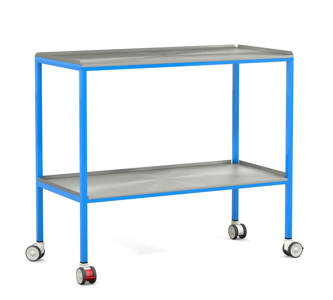 FW2902 2RL Listing Dressing Cart 1000 RaisedLip 2shelves Blue
