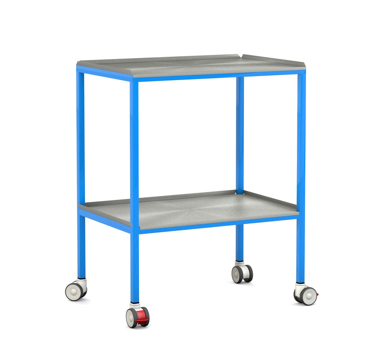 FW2903 2RL Listing Dressing Cart 700 RaisedLip 2shelves Blue