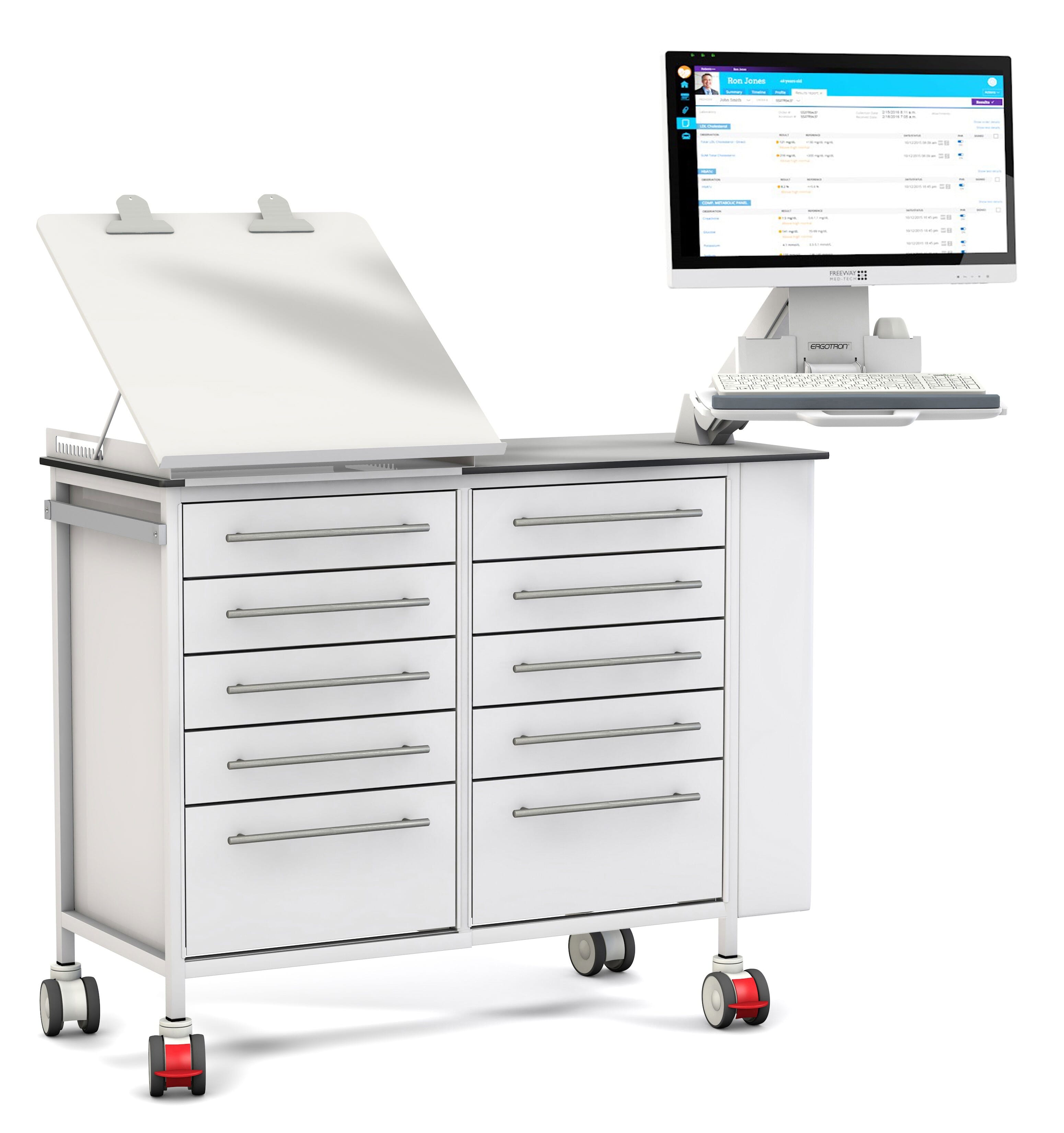 FW3640 6 IT MOB AC ChartWorkstation 1000 5 drawer IT WHITEListing